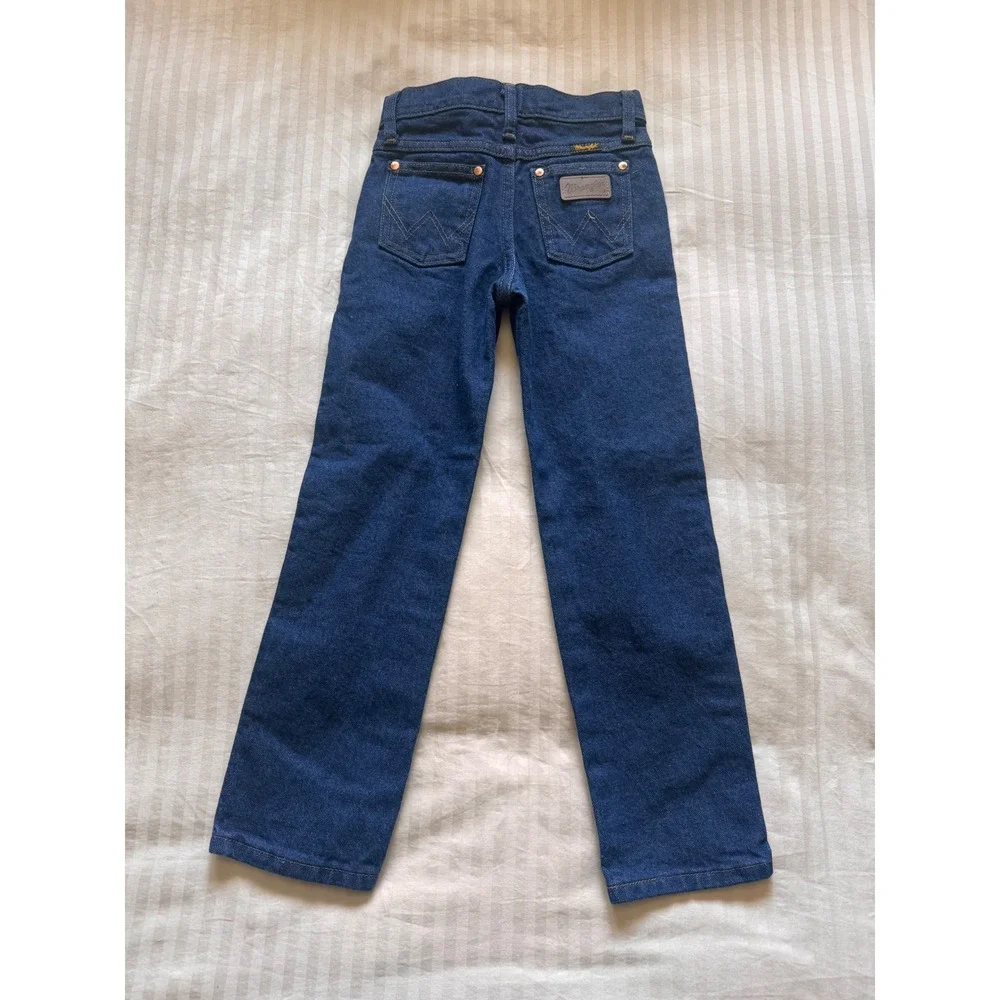 Wrangler Boys Cowboy Cut Slim Fit Jeans Dark Wash Denim Size 7‎ Adjustable Waist